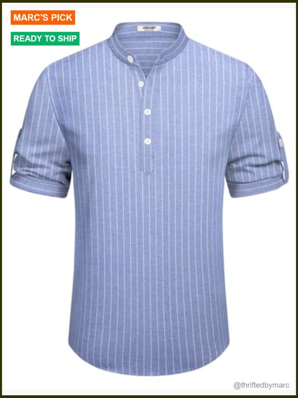Men's Linen Henley Shirt Short Sleeve Casual Summer Beach T-Shirt - Picture 6 of 7